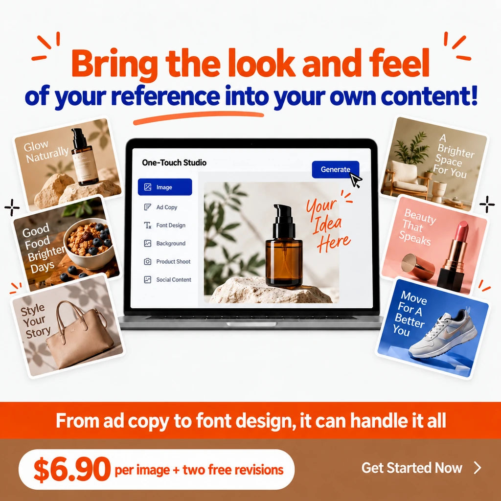 The same ad after the edit: the top line and the row of four icons are gone, and the rest of the design is unchanged